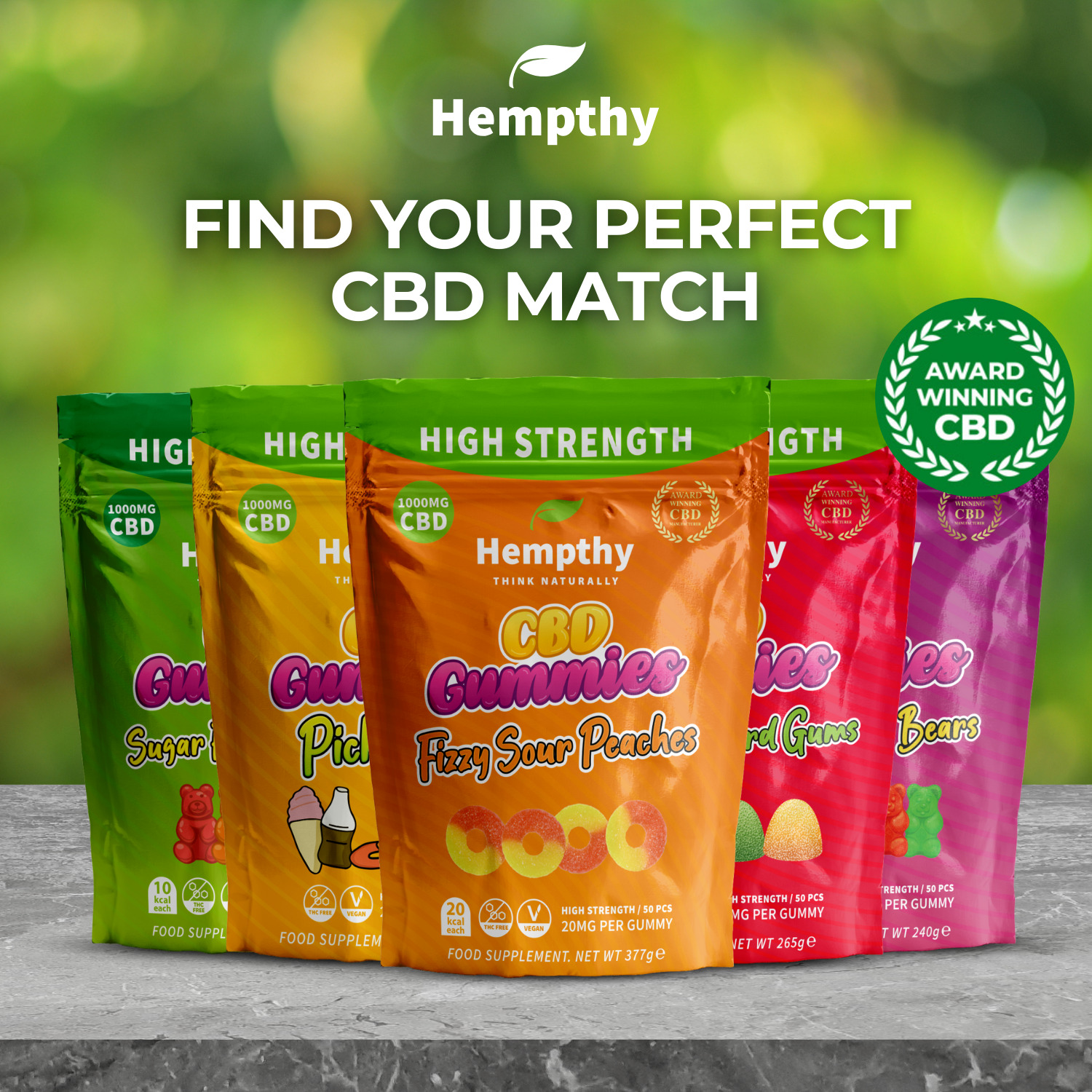CBD Gummies Edibles 1000mg - Gummy Bears - Various Types - Multibuy Discounts