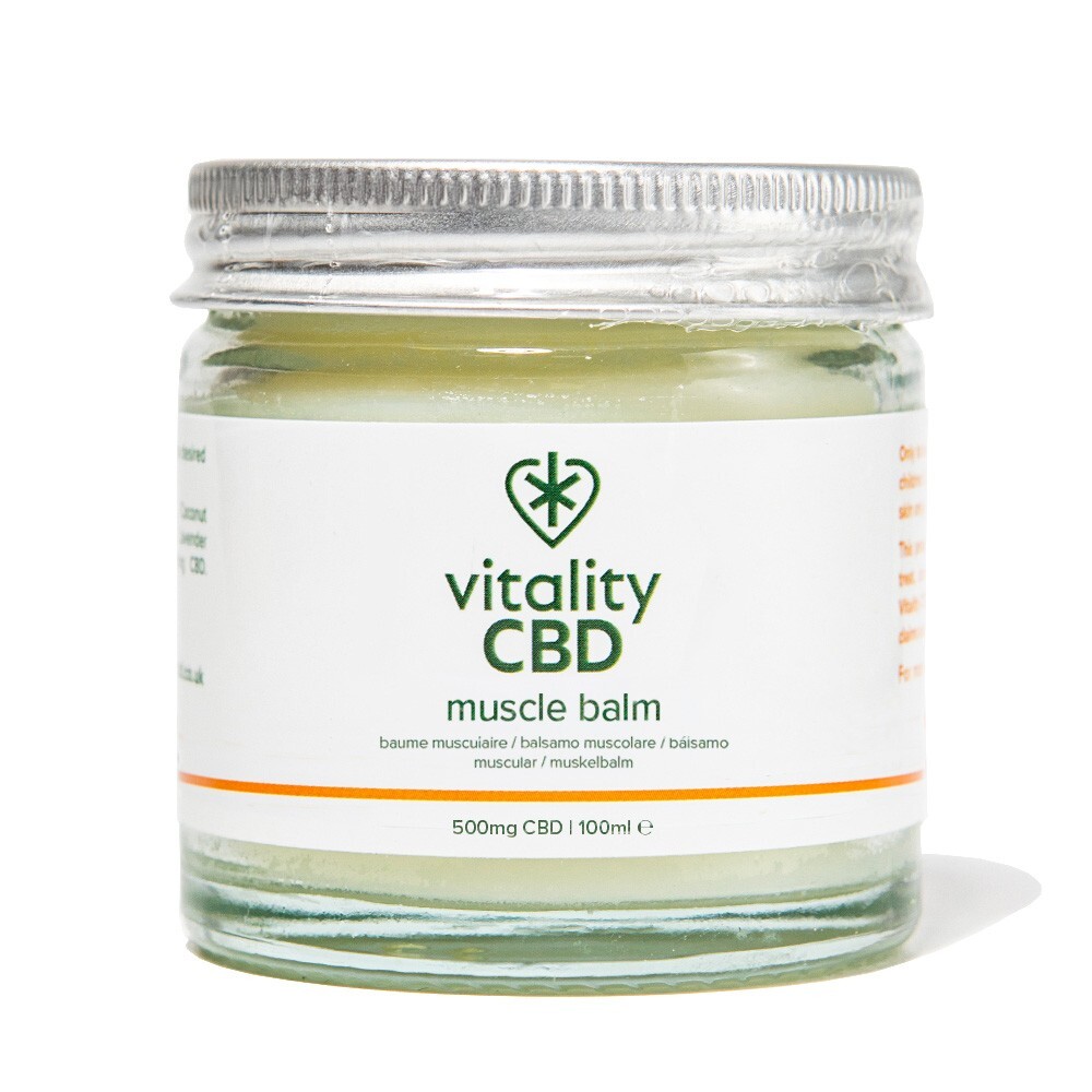 Vitality CBD Muscle Balm 500mg CBD For Self Massage Organic Beeswax 100ml